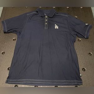 Tommy Bahama Baseball Shirt Mens Polo Navy Blue LA  Los Angeles Dodger SZ Medium